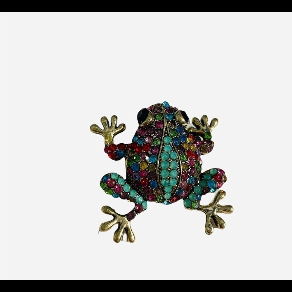 🆕🎄 VIVID RHINESTONE FROG BROOCH